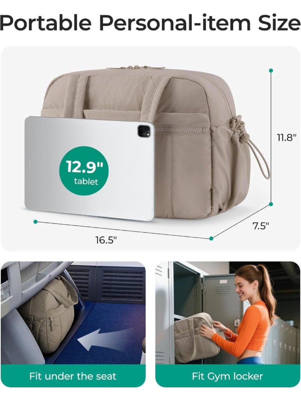 Stylish Duffle Bag for Travel & Gym, Versatile Weekender Carry-On for Women - Picture 2 of 7